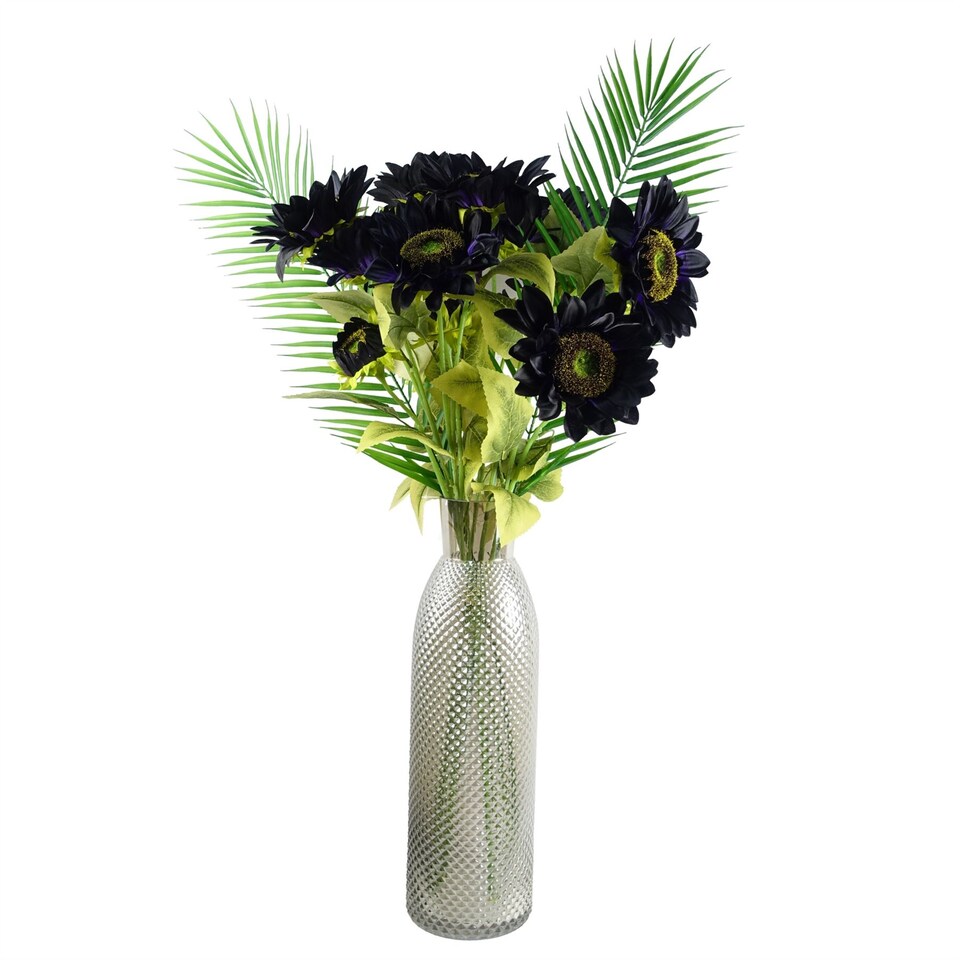 image 1 of 50cm Smoke Grey Diamond Tall Glass Vase | Grey | 50