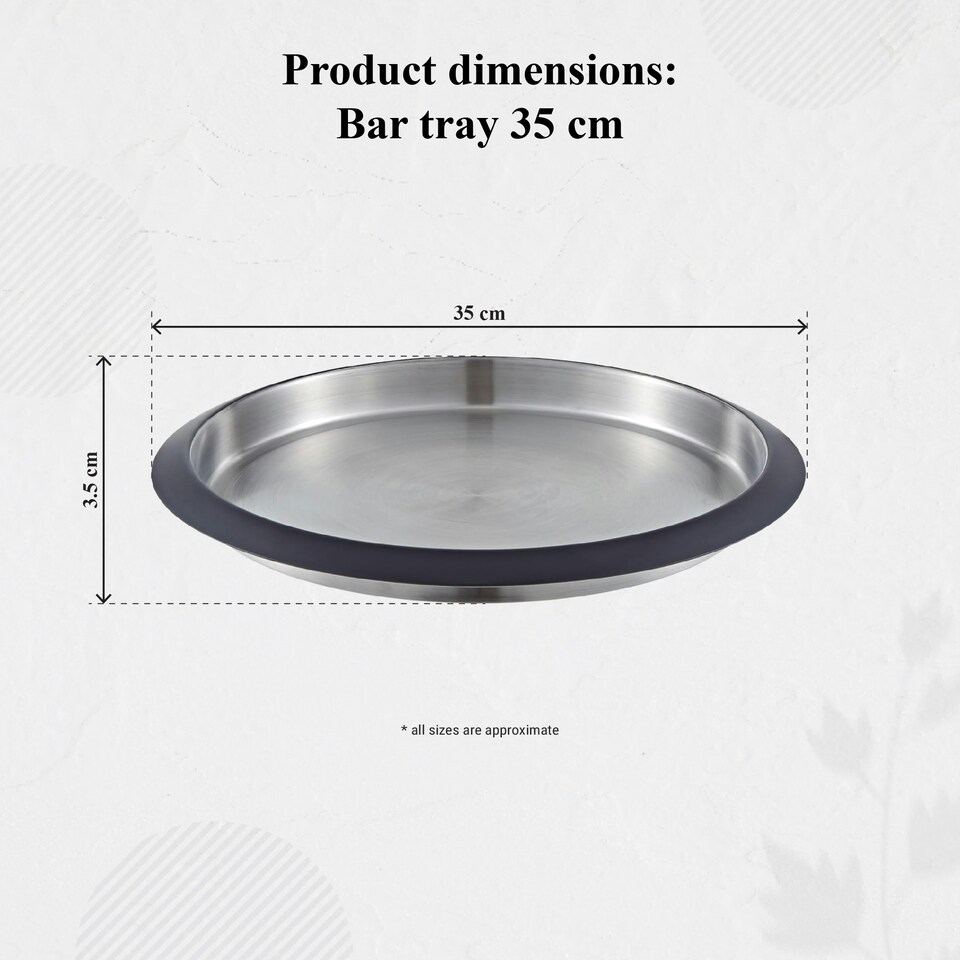 image 1 of Buckingham Stainless Steel Round Serving / Bar Tray 35 cm , black border finish Silver