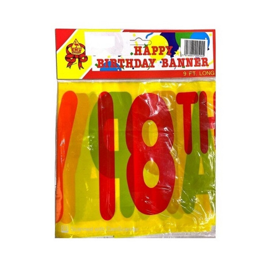 Emu Series Letter 18th Banner - Yellow/Red - One Size