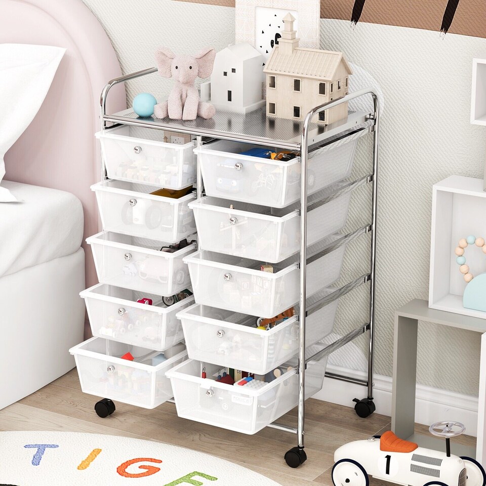 image 1 of COSTWAY 10 Drawers Home Office Storage Organizer Multi