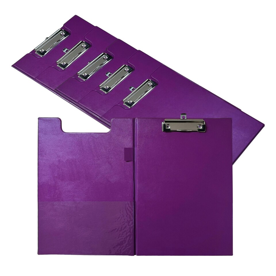 image 1 of Pack of 6 A4 Purple Foldover Clipboards