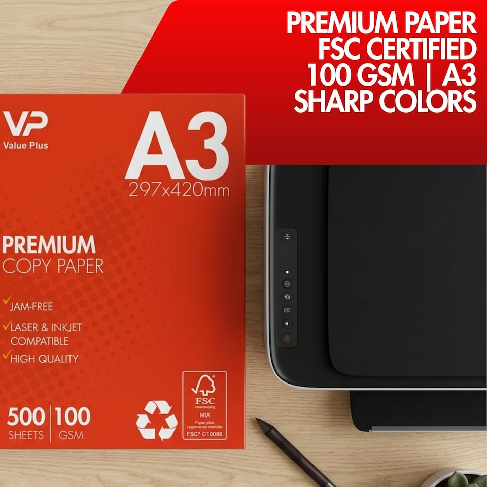 image 1 of A3 Premium Paper 100 GSM – 500 Sheets Premium White Printer & Copier Paper – Professional High-White Office Paper for Laser, Inkjet, and Copier 100gsm Office and Home High Quality Paper