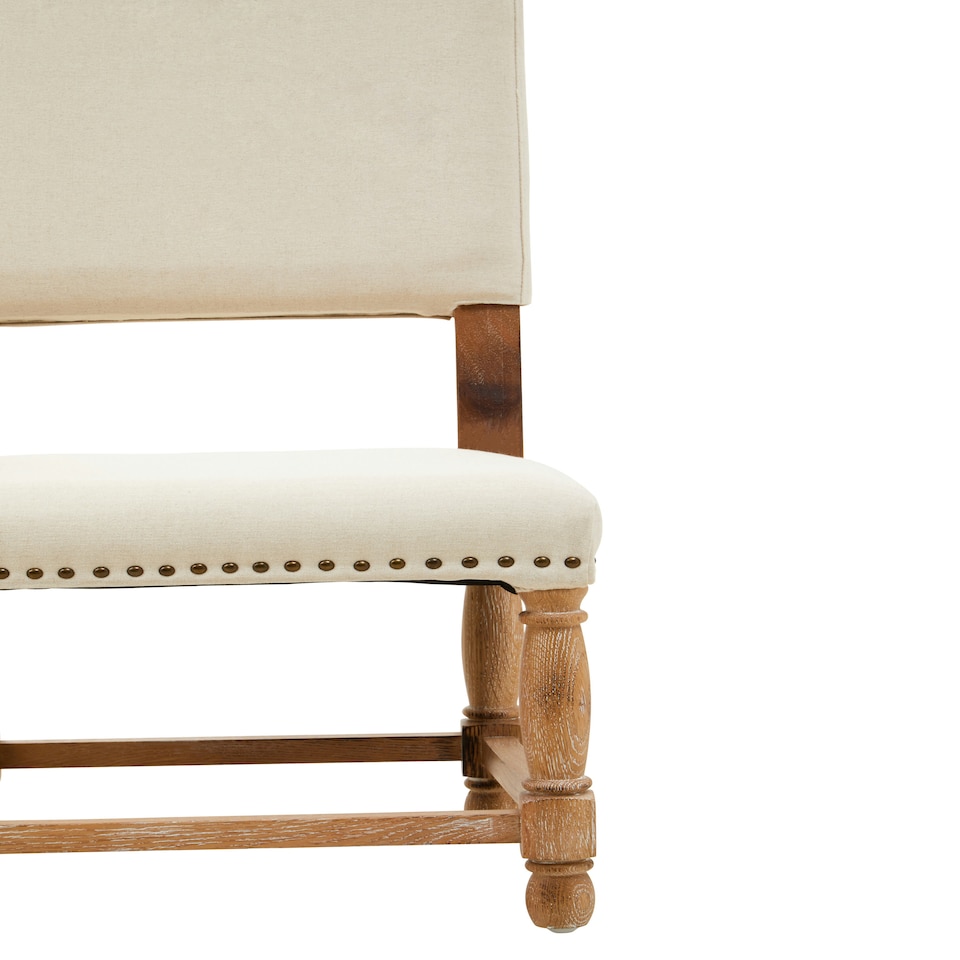 image 1 of Interiors By Premier Modern Oak Burn Whitewash Linen Dining Chair, Sturdy Modern Dining Chair For Kitchen, Rustic Modern Chair White