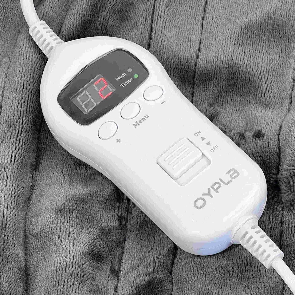 image 1 of Machine Washable Heated Throw Electric Blanket with 10 Heat Settings | Grey