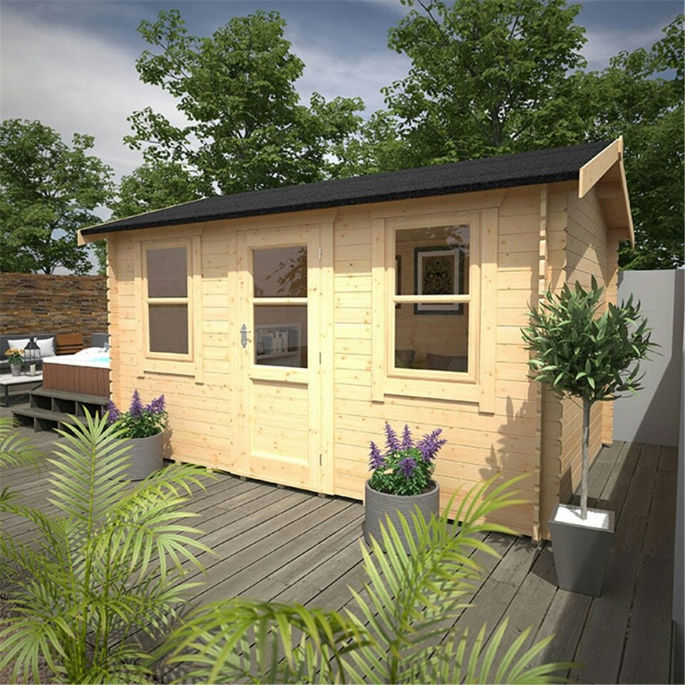 image 1 of 12ft x 8ft (3550mm x 2350mm) Horsforth "The Springfield" 28mm Log Cabin With 2 Opening Window