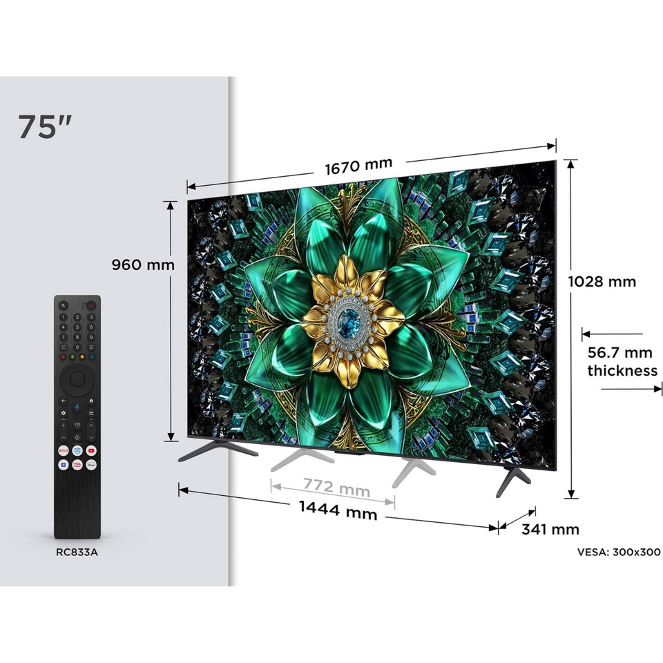 image 1 of TCL Q6C 75 inch 4K Ultra HD QD-Mini LED Google TV 75Q6CUK