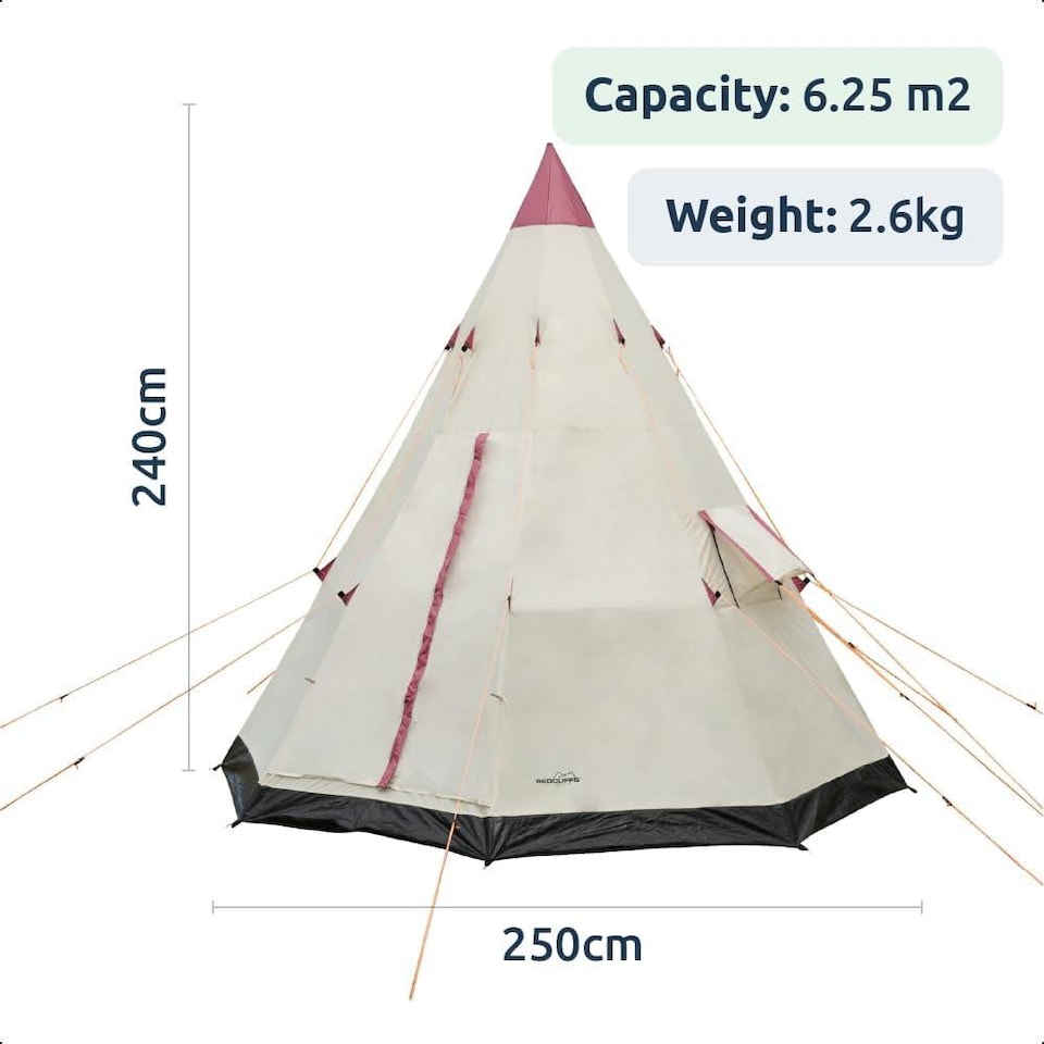 image 1 of 2-3 Person Teepee Camping Tent – Portable Outdoor Shelter