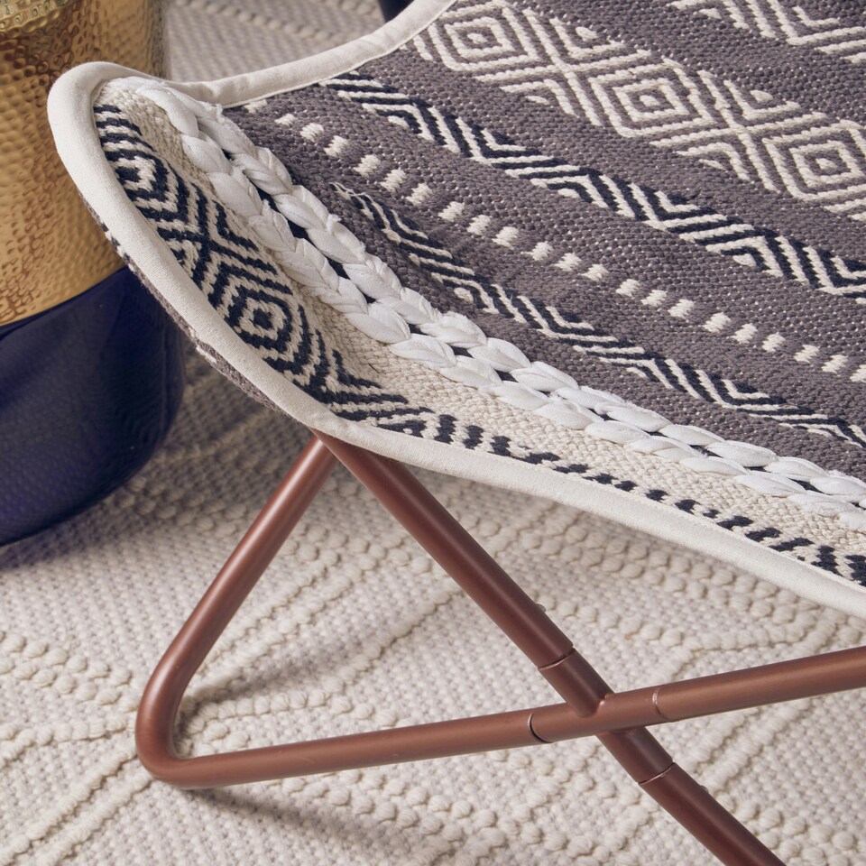 image 1 of Cefena Grey And White Butterfly Chair Multi