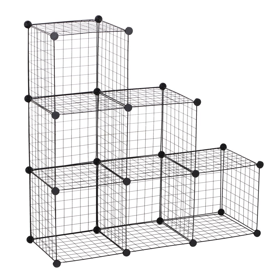 image 1 of HOMCOM DIY 6 Cube Metal Wire Rack Interlocking Storage Cabinet Living Room Organiser Display Shelves Black