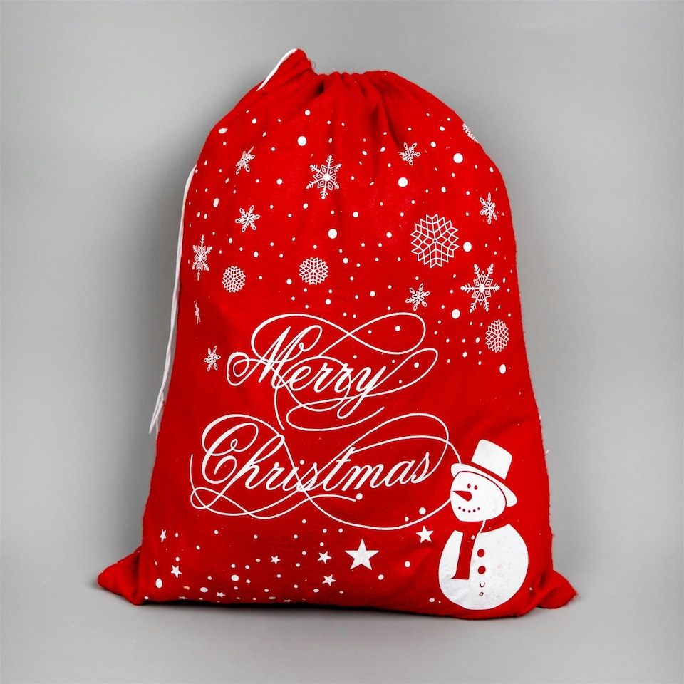 image 1 of 46 x 60cm Large Christmas Santa Sack Snowflake Snowman 1Pc