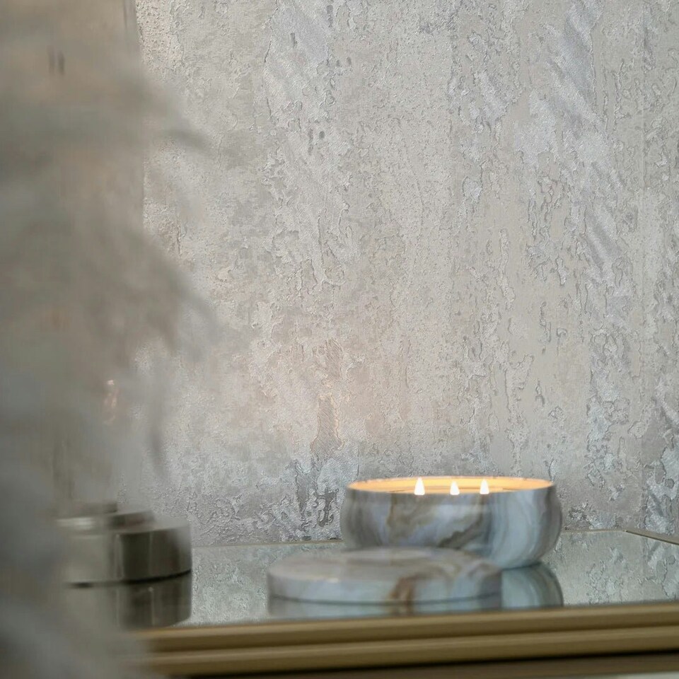 image 1 of Nova Metallic Wallpaper in Cool Grey and Silver Multi