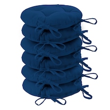 Harbour Housewares Round Garden Chair Seat Cushions - Navy - Pack of 6 | Blue | Navy