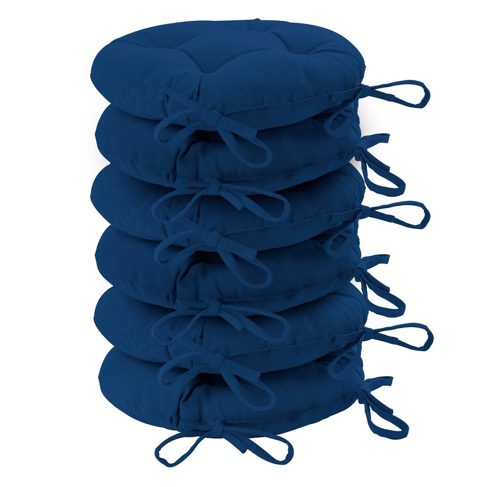 image 1 of Harbour Housewares Round Garden Chair Seat Cushions - Navy - Pack of 6 | Blue | Navy