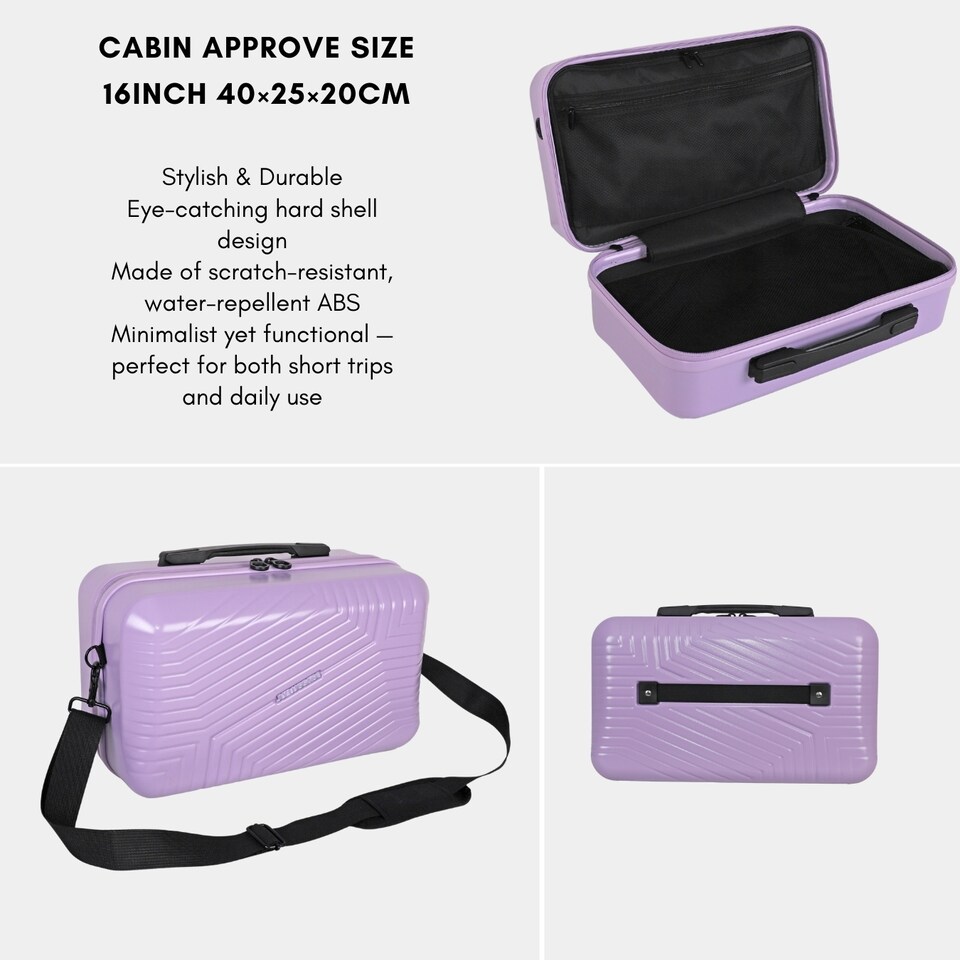 image 1 of Cabin Travel Case with Shoulder Strap 16’| Lightweight Durable Waterproof Hardshell Strap-on Hand Luggage, Carry Bag