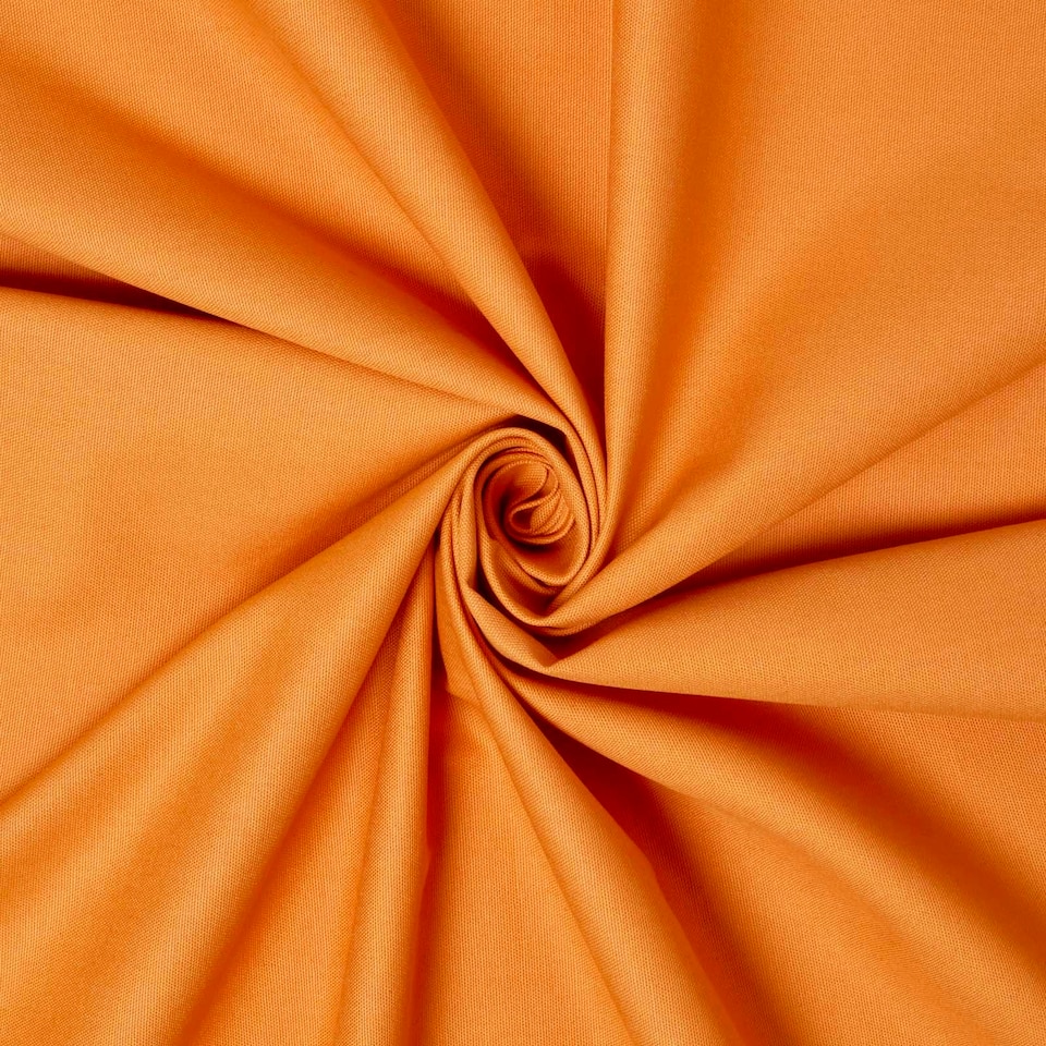 image 1 of Homescapes Pure Cotton Plain Burnt Orange Fabric 150cm Wide | Orange | 150cm(60") wide, sold per metre length