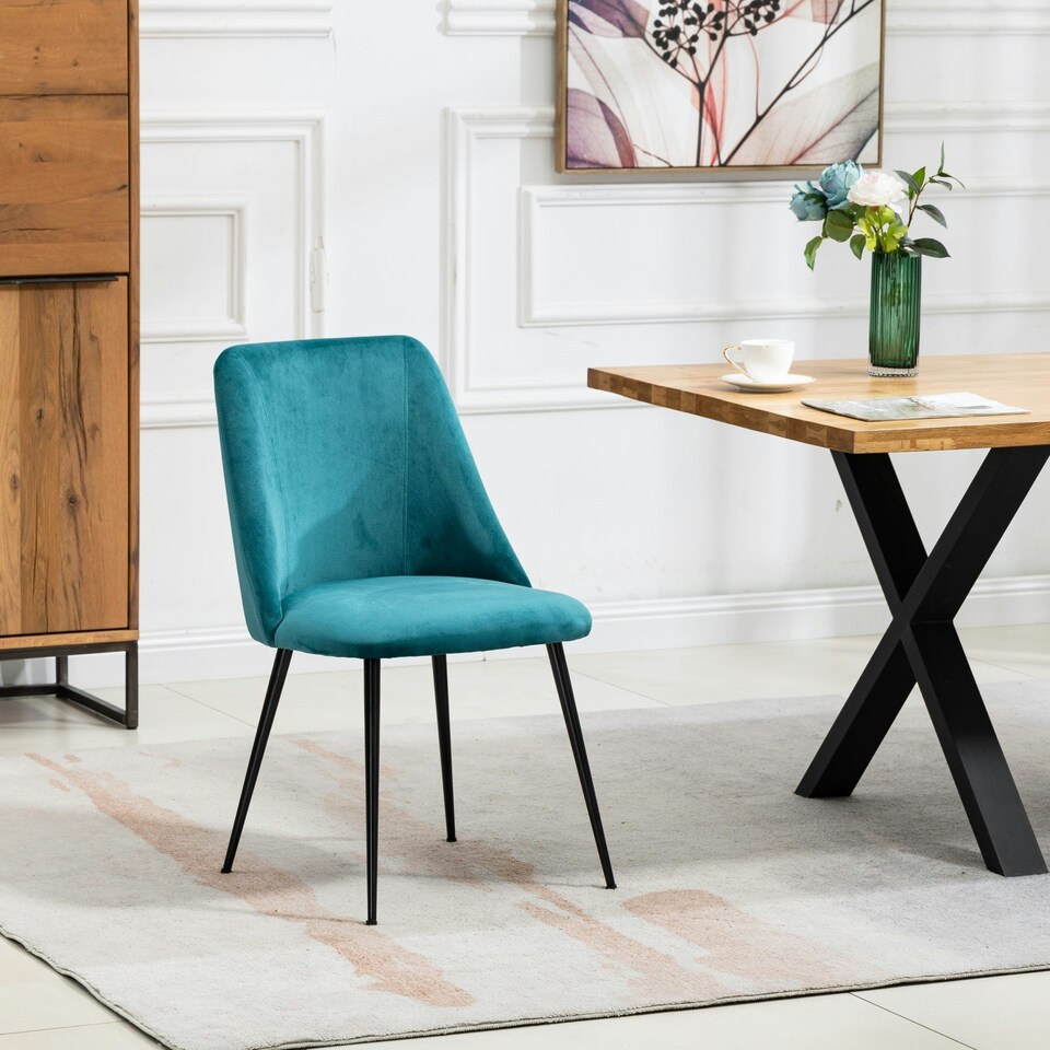 image 1 of Morandi Velvet Dining Chairs - Set of 2 - Teal