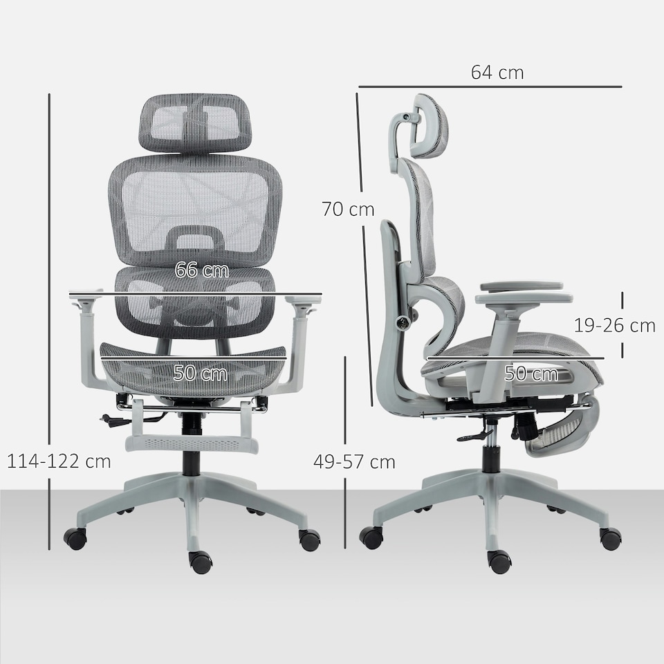 image 1 of HOMCOM Ergonomic Office Chair Swivel Computer Chair with 3D Armrest Grey