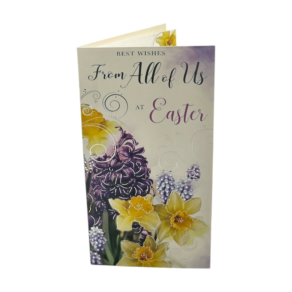 image 1 of From All Of Us Lilac And Daffodils Flowers Design Easter Card