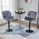 image 7 of HOMCOM Adjustable Bar Stools Set of 2, Armless Upholstered Swivel Counter Chairs, Barstools with Back, Footrest, Dark Grey