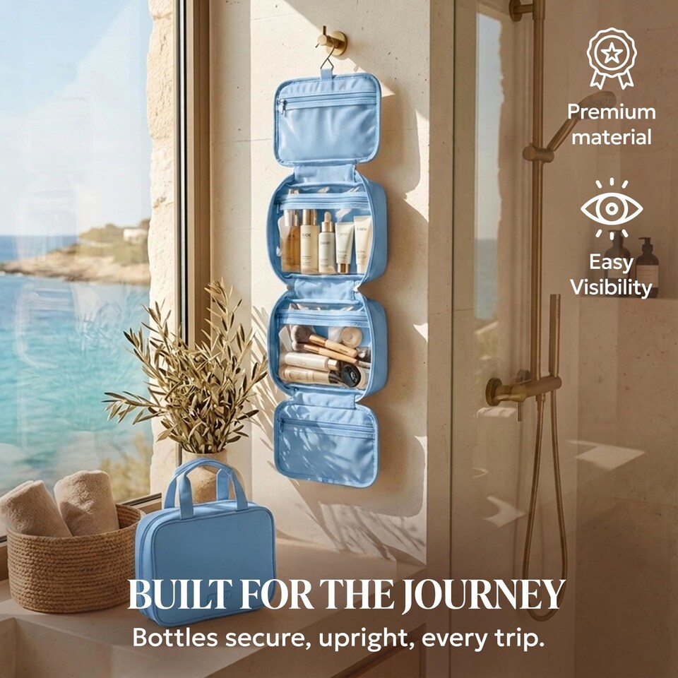 image 1 of Lugg Hanging Toiletry Bag Waterproof Travel Organiser with 360 Swivel Hook