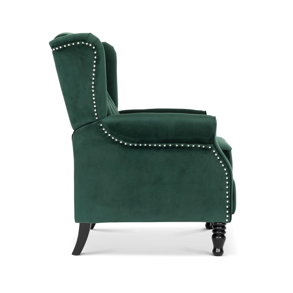 image 1 of Velvet Bottle Green Marianna Manual Recliner Wingback Chair