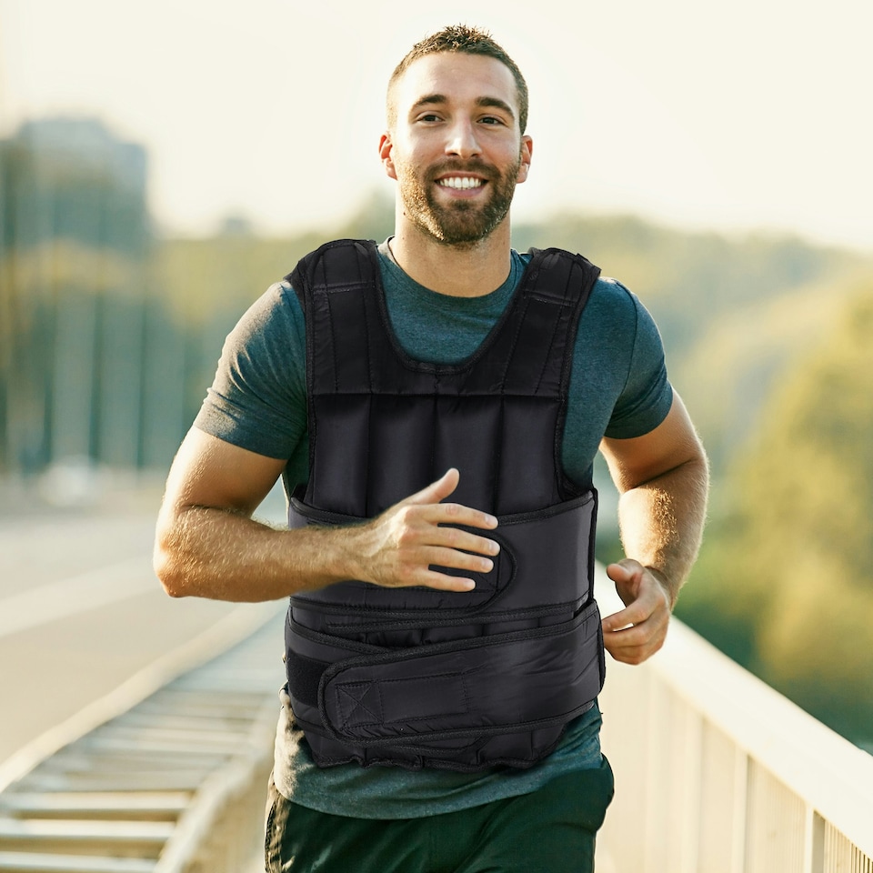 image 1 of HOMCOM 20KGS Adjustable Weight Vest Running Gym Training Weight Loss, Red