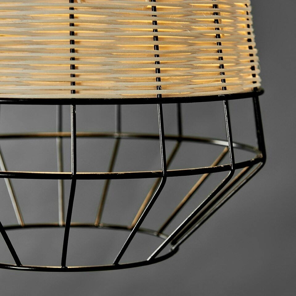 image 1 of ValueLights Modern Natural Rattan Metal Basket Style Ceiling Pendant Light Shade