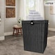image 3 of Black Resin Laundry Clothes Basket with Lid, Lock & Removable Washable Lining – Wicker Effect Laundry Storage Hamper for Bedroom, Bathroom & Utility Room