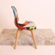 image 3 of Single Patchwork Multi Colors Fabric Dining Chair with Wooden Legs, Mid-Century Modern Accent Chair Multi