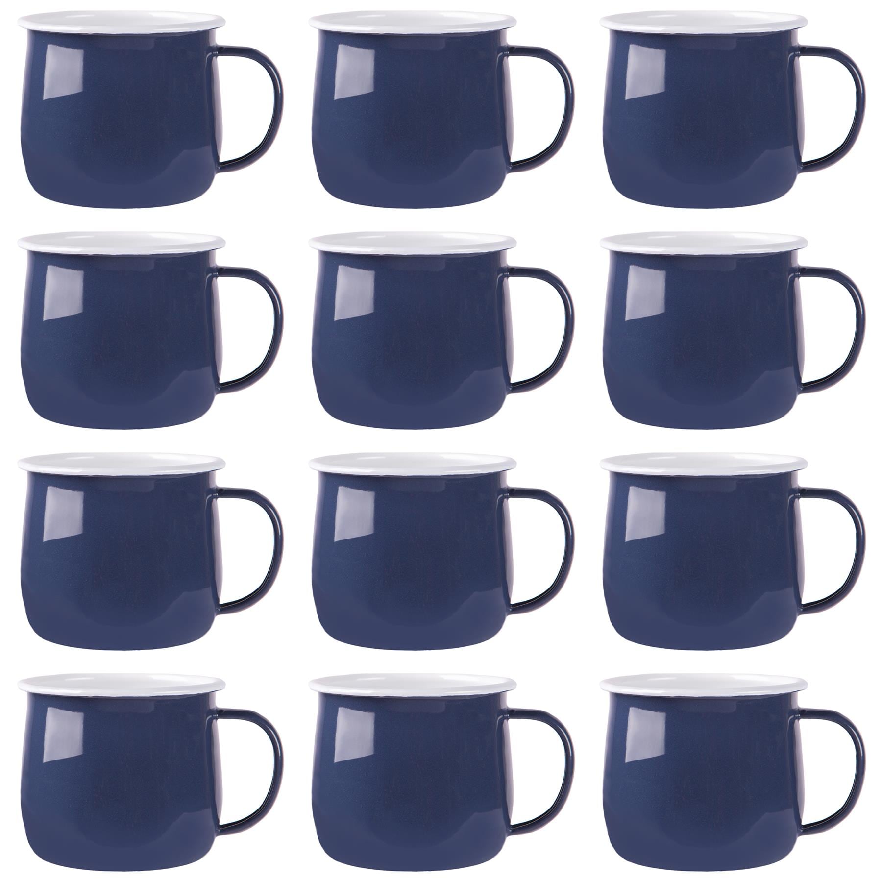 Argon Tableware Coloured Enamel Belly Mugs - 375ml - Pack of 12 in Navy