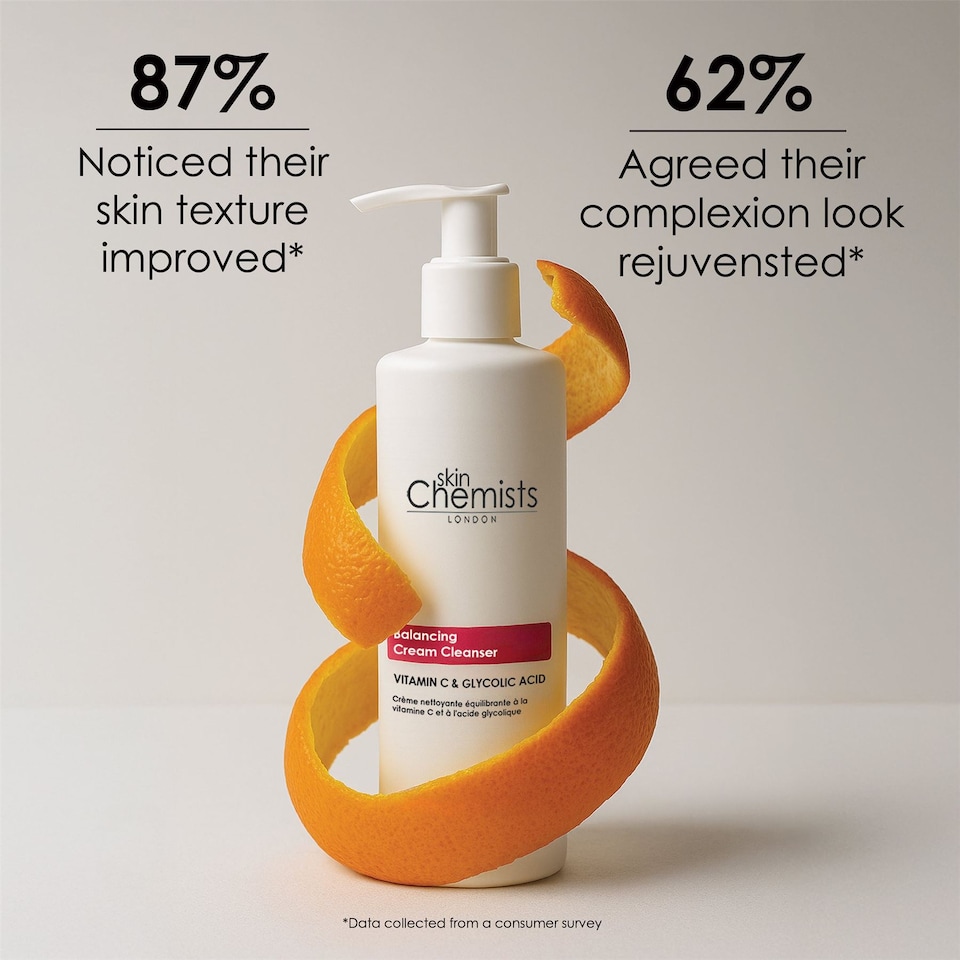 image 1 of skinChemists Balancing Vitamin C & Glycolic Acid Anti-Ageing Cream Cleanser 200ml for Acne, Blemishes, Large Pores, Dullness