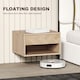 image 4 of HOMCOM Floating Nightstands Set of 2, Bedside Table w/ Drawer and Open Shelf | Brown | Natural wood finish | 37W x 32D x 21H cm