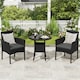 image 2 of Yaheetech 3-Piece Rattan Furniture Set, Woven PE Rattan Chairs & 1 Tempered-Glass Side Table-Black&Grey | Multi | Black/Grey