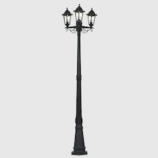 ValueLights Traditional 1.95m Black 3 Way IP44 Outdoor Garden Lamp Post Light - Complete with 3 x 6w LED ES E27 Warm White Bulbs Black