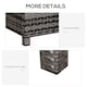 image 3 of Outsunny Garden Rattan Side Table,Wicker Coffee Desk, Glass Top, Mixed Grey