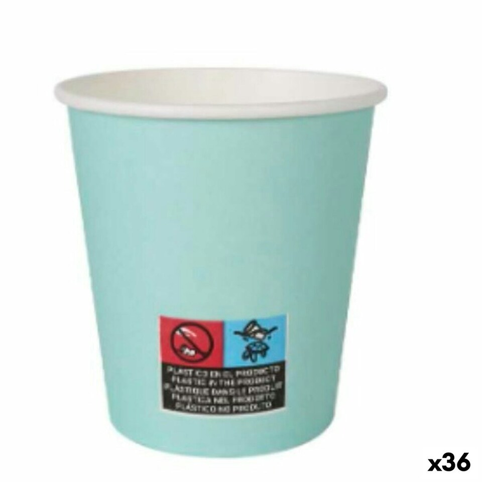 image 1 of Set of glasses Algon Cardboard Disposable Aquamarine 36 Units 200 ml (24 Pieces) N/A