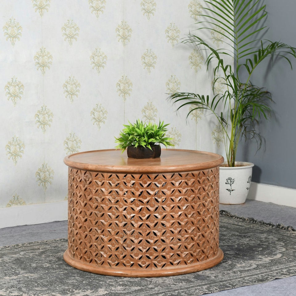 image 1 of Viva Mango Wood Round Coffee Table Brown