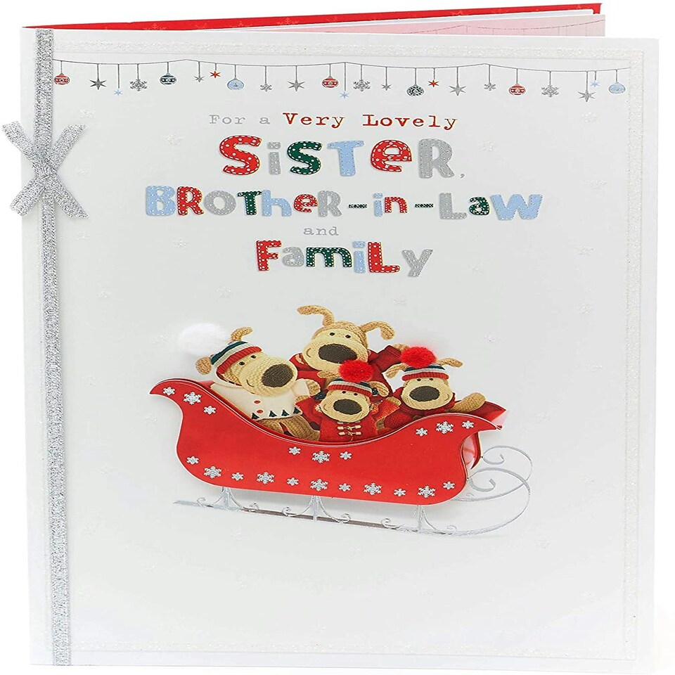 image 1 of Sister And Brother In Law And The Family Boofle Hand Finished Christmas Card