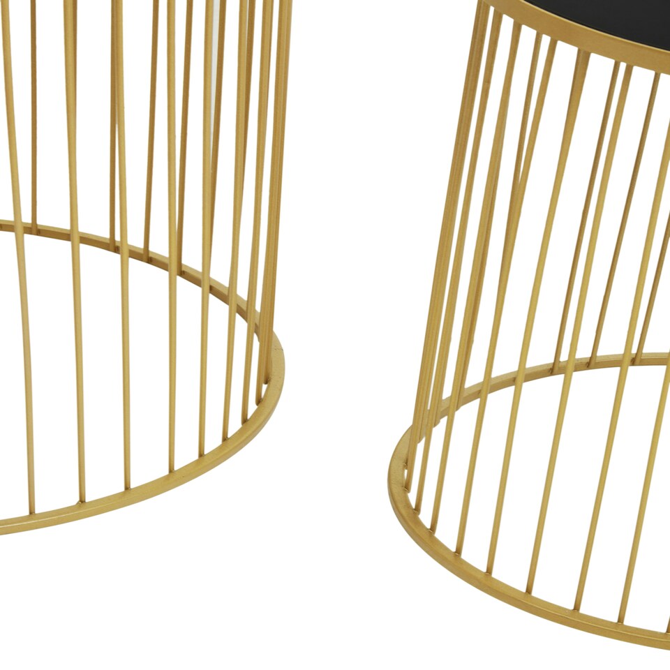 image 1 of Avento Set Of Two Black And Gold Side Tables Gold