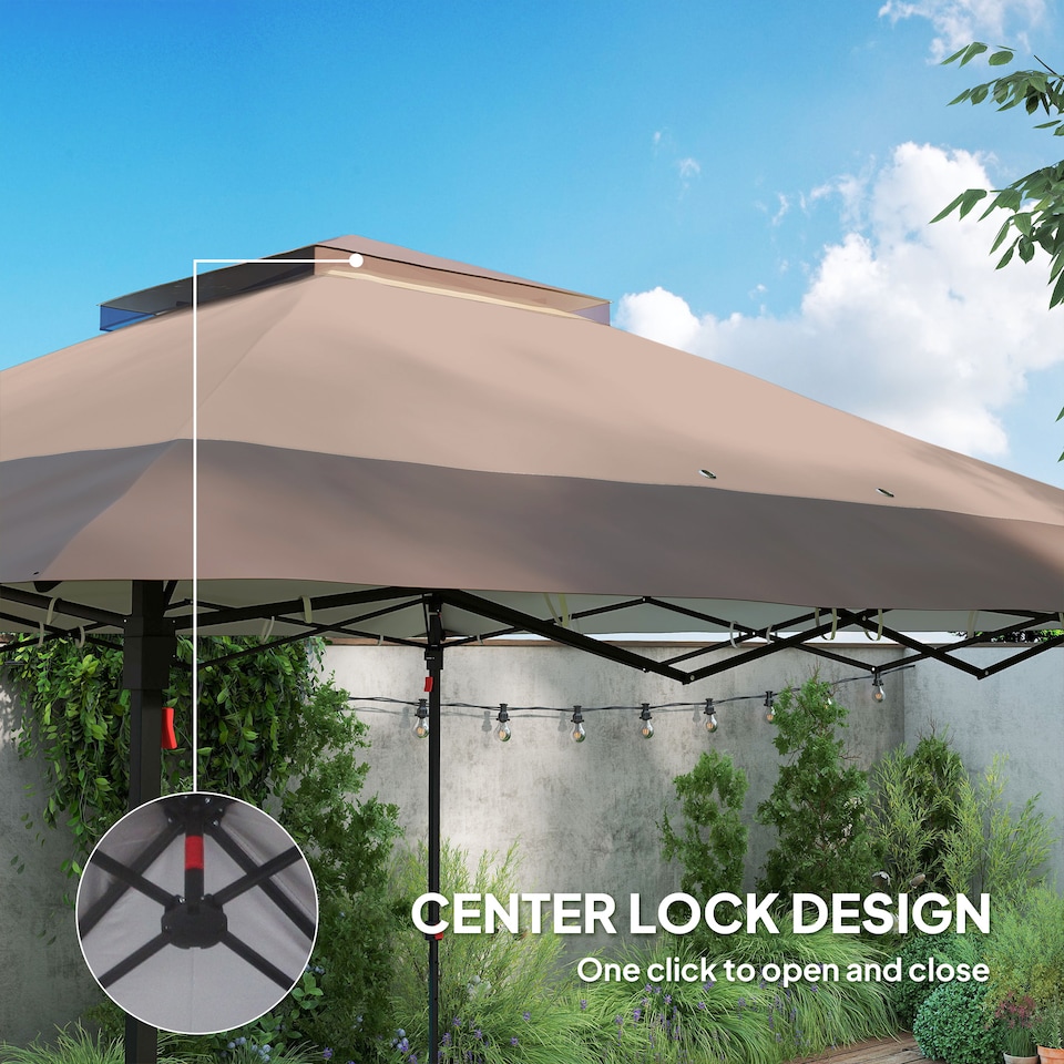 image 1 of Outsunny 3.6 x 3.6 m Pop up Gazebo with Netting and Wheeled Carry Bag, UPF50 Height Adjustable Party Tent Instant Canopy Sun Shade Shelter, Khaki