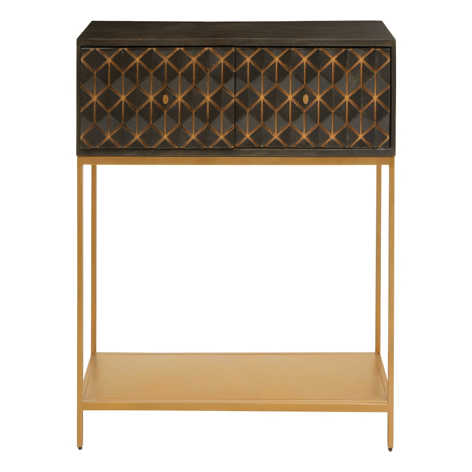 image 1 of Interiors by Premier Grey Mango Wood Console Table Gold
