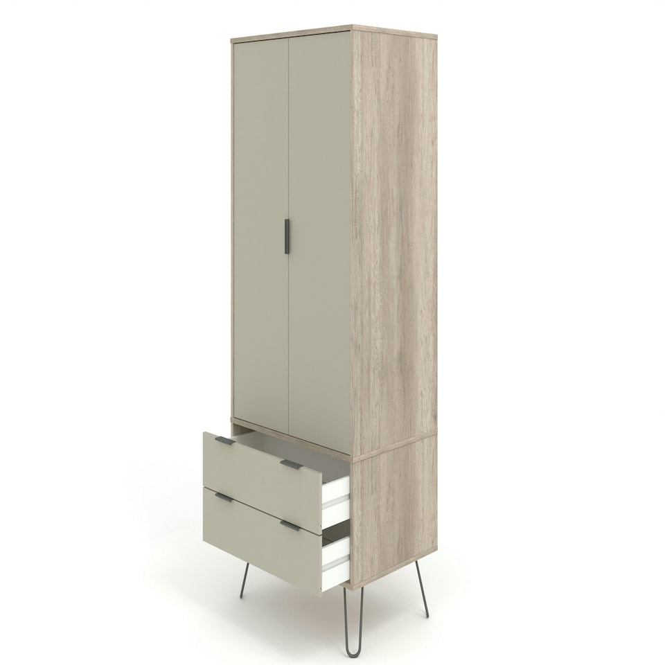 image 1 of Core Products Augusta Driftwood 2 Door, 2 Drawer Wardrobe H176.0cm x W76.5cm x D53.0cm Cream