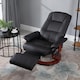 image 2 of HOMCOM 360 Swivel Recliner Chair with Footstool, Manual Recliner Armchair with Wooden Base, PU Leather Upholstered Reclining Chair for Living Room, Bedroom, Office, Black