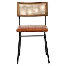 Interiors by Premier Tan Leather Dining Chair, Sturdy Dining Room Chair, Leather Effect Accent Chair Brown