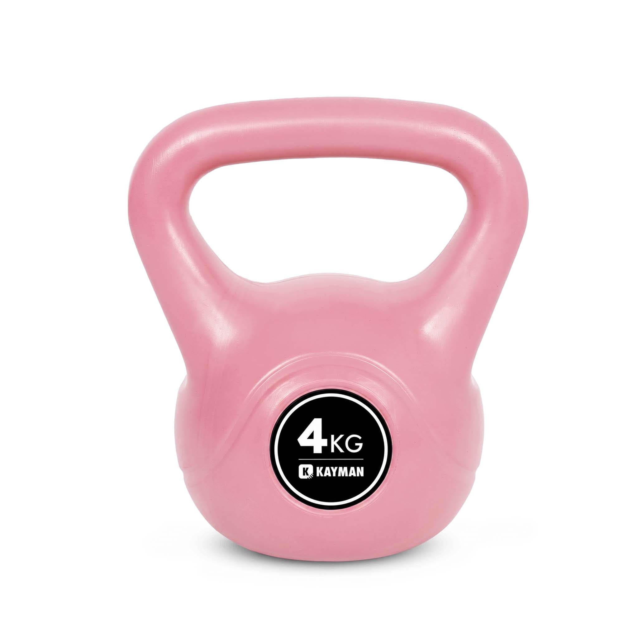 Kayman Kettlebell Ergonomic Handle Flat Bottom Gym Weight in Pink | Size: Medium