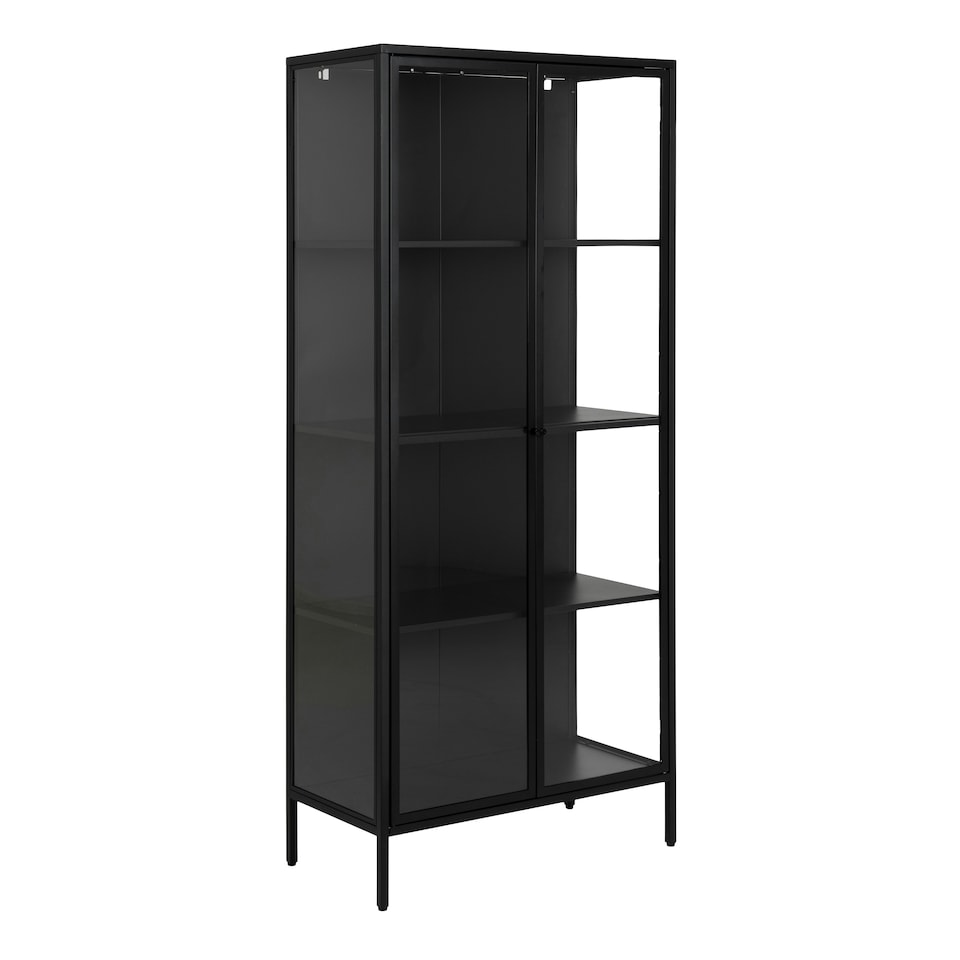 image 1 of Newcastle Tall 2 Door Display Cabinet in Matt Black