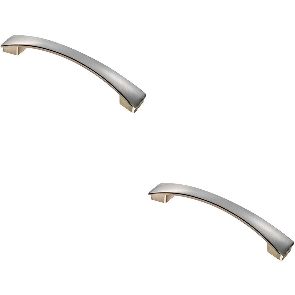 Loops 2x Curved Bow Pull Handle 183 x 26mm 160mm Fixing Centres Satin Nickel in Metallics