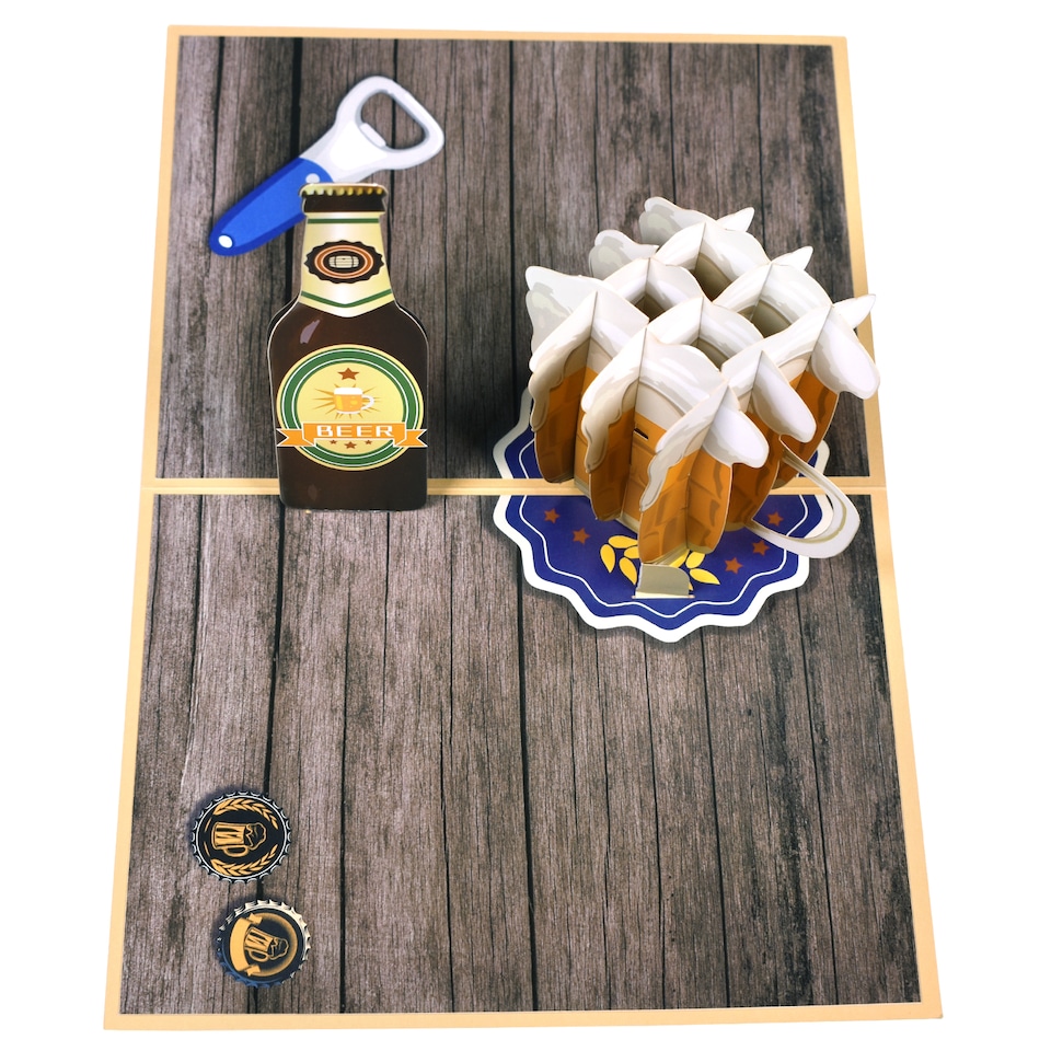 image 1 of Beer Themed Father's Day or Birthday 3D Pop Up Greeting Card