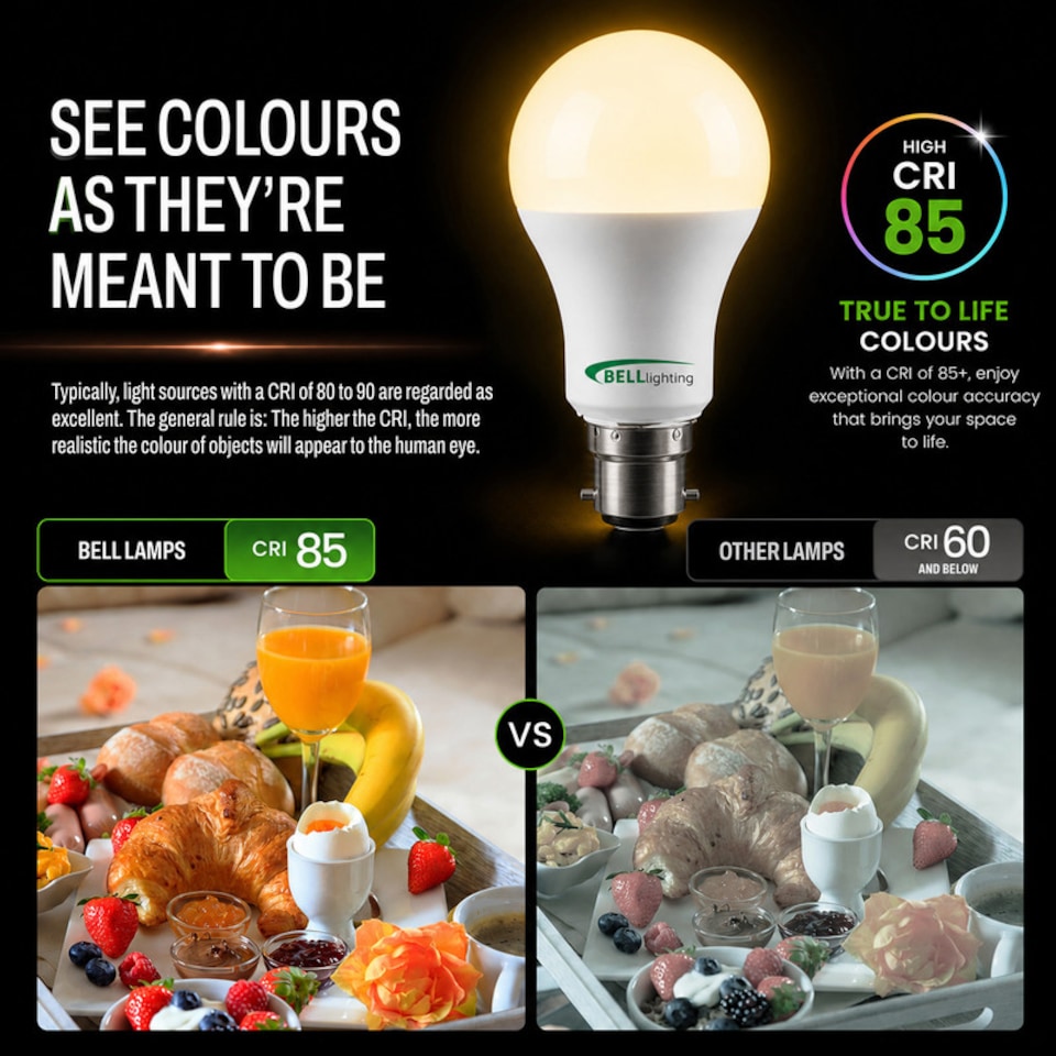 image 1 of BELL Lighting B22 Bayonet 8.1W LED GLS Warm White 2700K Energy Saving Light Bulb