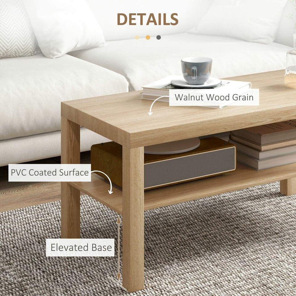 image 1 of HOMCOM Coffee Table with Storage Shelf, Rectangular Centre Table, Natural 